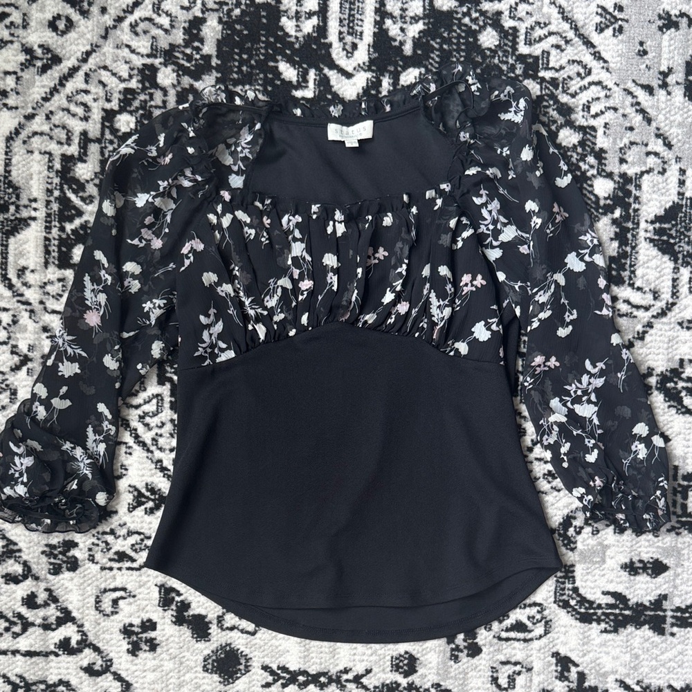 Stratus black floral blouse